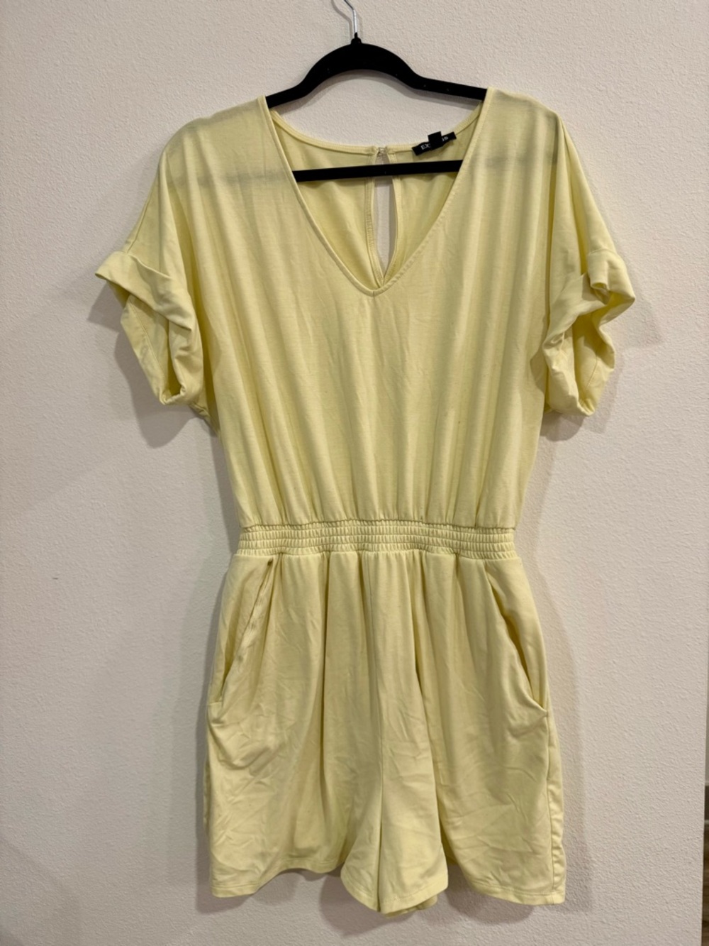 Express Light Yellow V-Neck Romper